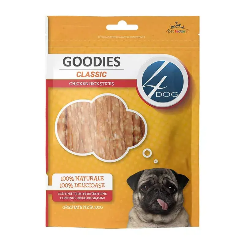 x4DOG CLASSIC CSIRKE PÁLCIKA RIZS 100G Ne maradj le