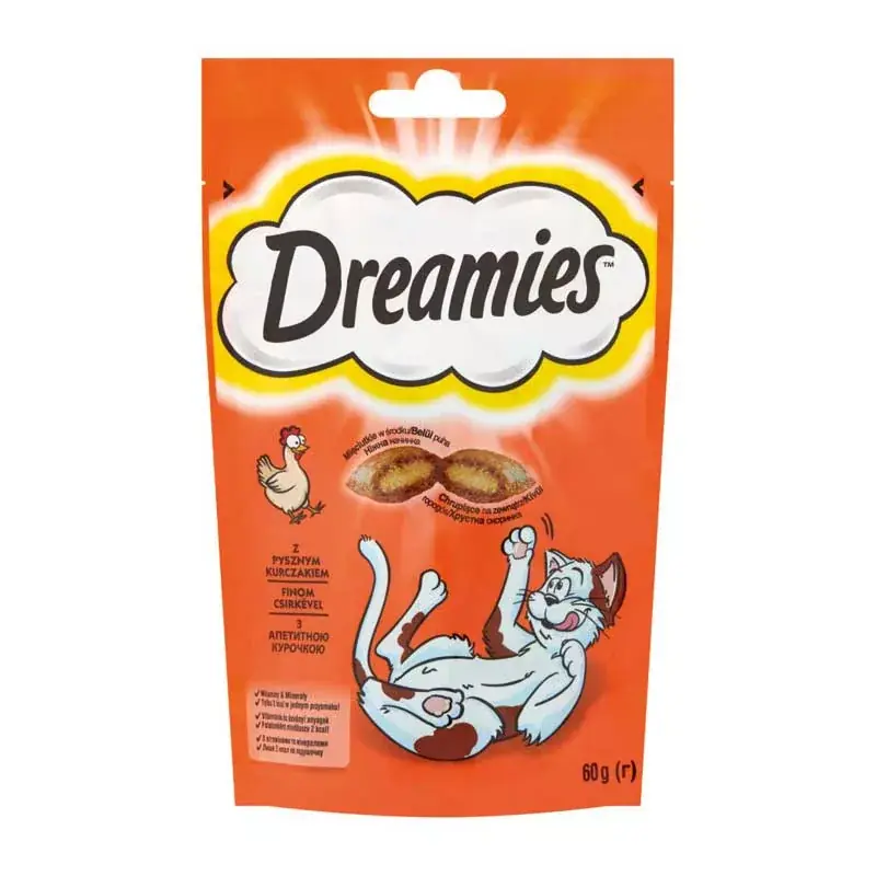 DREAMIES 60G Csirkés Jutalomfalat macskáknak Prémium