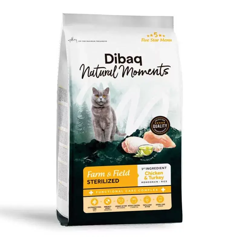 Outlet Dibaq Natural Moments CAT STERILIZED FARM&FIELD 1,5KG CSIRKE-PULYKA