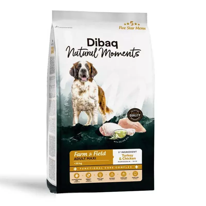 Árcsökkenés Dibaq Natural Moments DOG FARM&FIELD ADULT MAXI 12KG PULYKA-CSIRKE