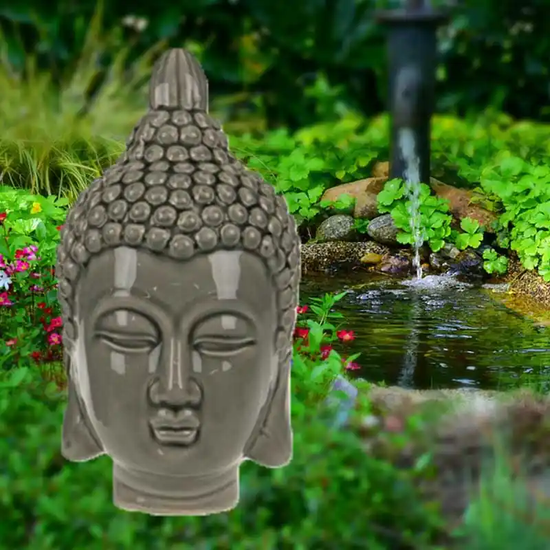 Kerámia Buddha fej kerti dekoráció 24 cm Biztonságos fizetés